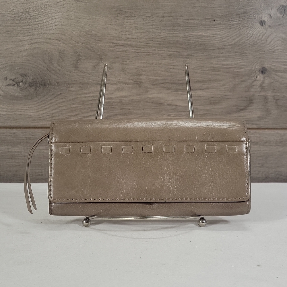Hobo Elegant Taupe Leather Clutch Wallet